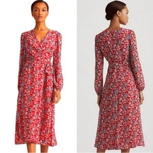 Ralph lauren Frannie Floral Chiffon Long Sleeve Faux Wrap Midi Dress Size 10